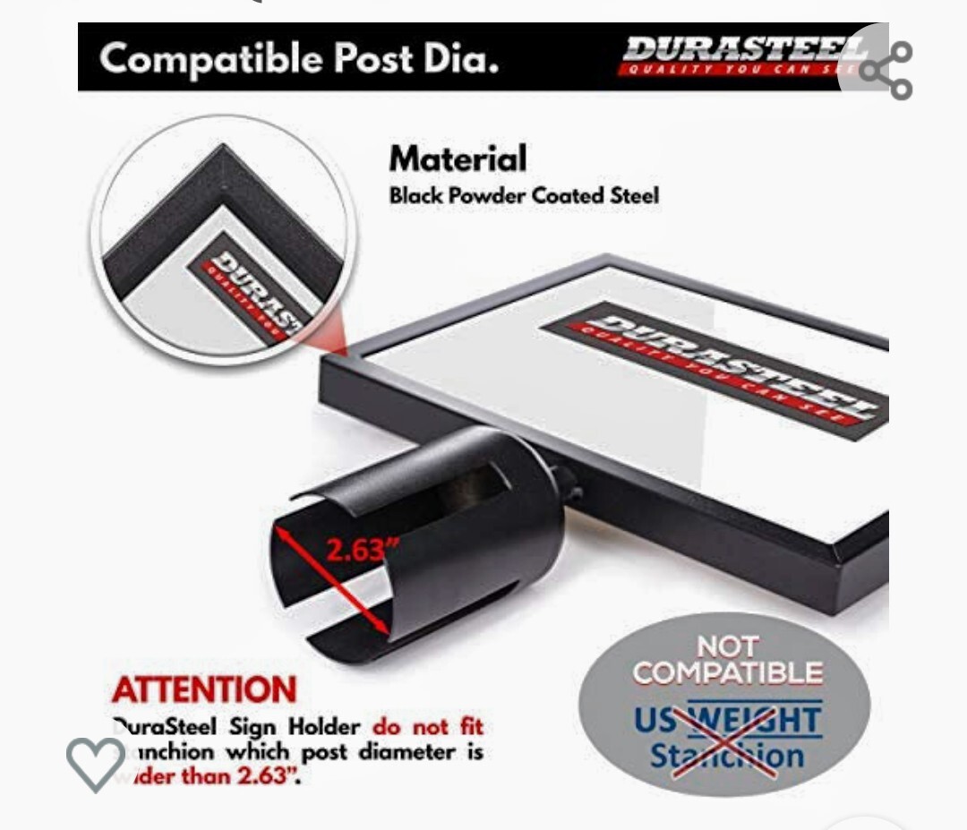 DURASTEEL Horizontal Landscape Sign Holder – NEW IN BOX – Fits 8.5&Prime; x 11&Prime; Paper