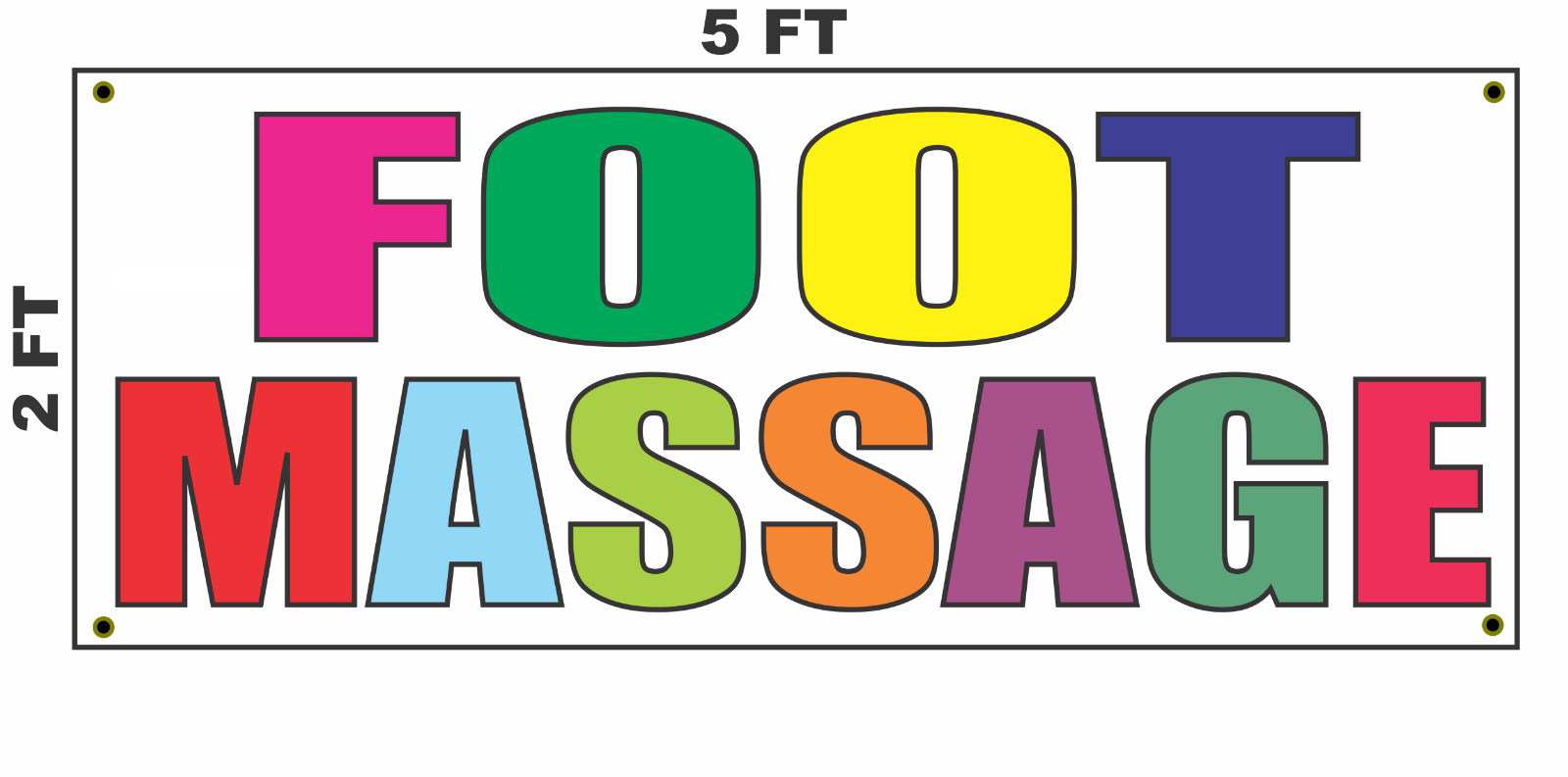 FOOT MASSAGE Multi-colored Banner Sign 2×5