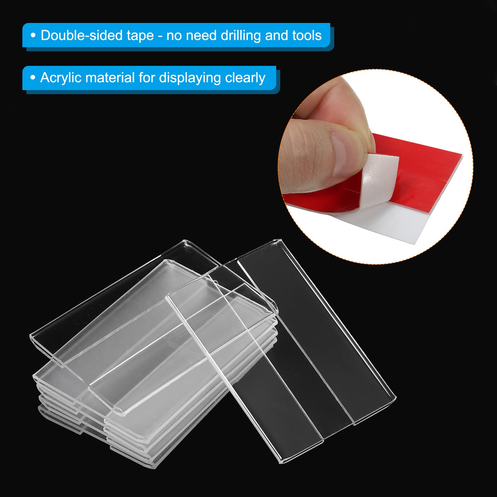 12Pcs 1.5×2.5&Prime; Wall Mount Acrylic Sign Holder with Tape for Office, Clear
