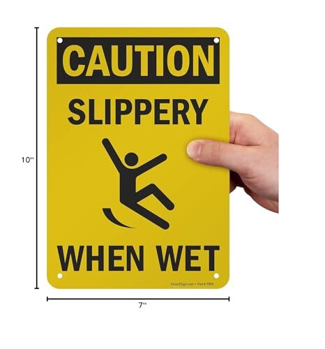 10&Prime;x7&Prime; Caution – Slippery When Wet OSHA Sign Black & Yellow HDPE Plastic
