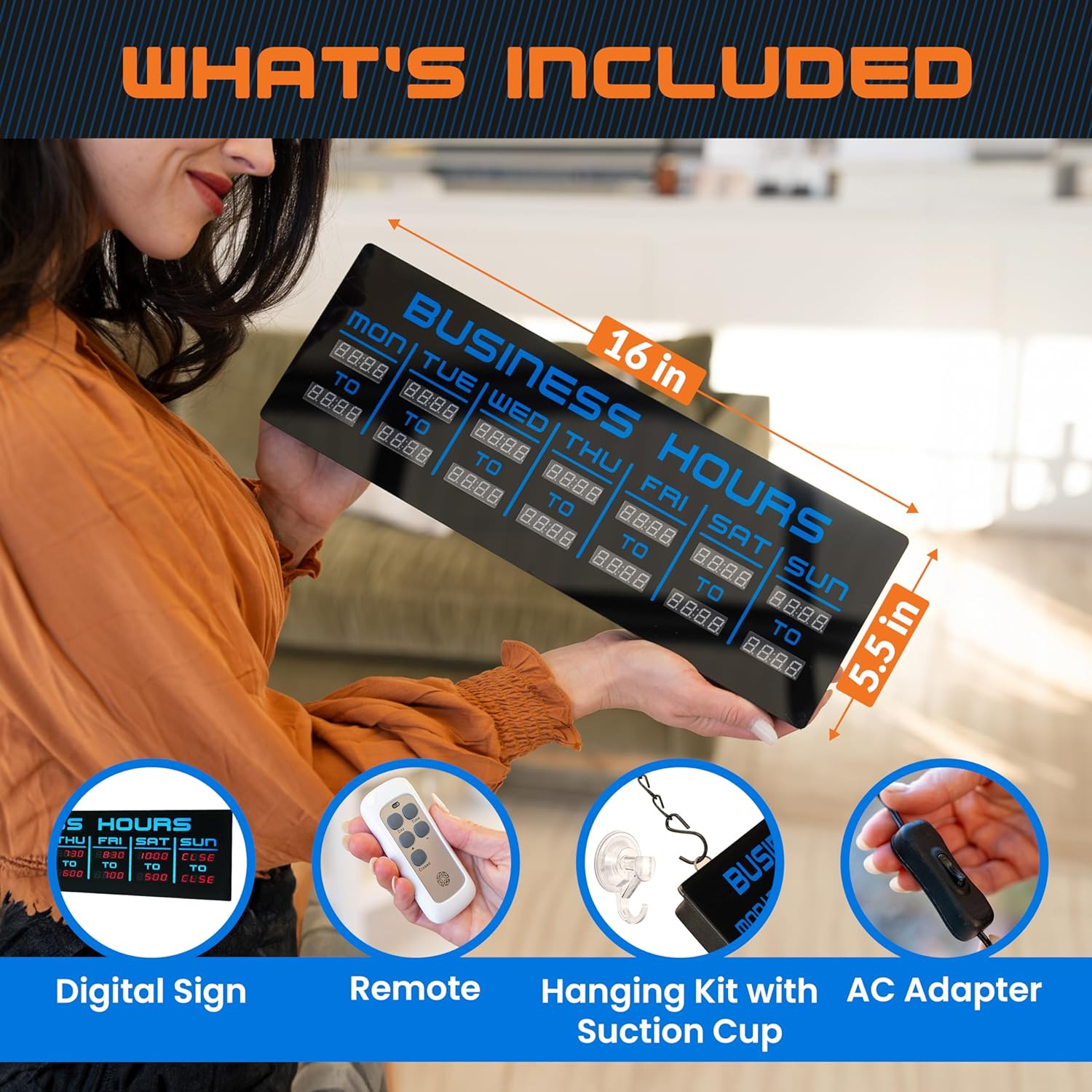Digital Business Hours Sign by – Electronic Programmable Hours of Operation Sig