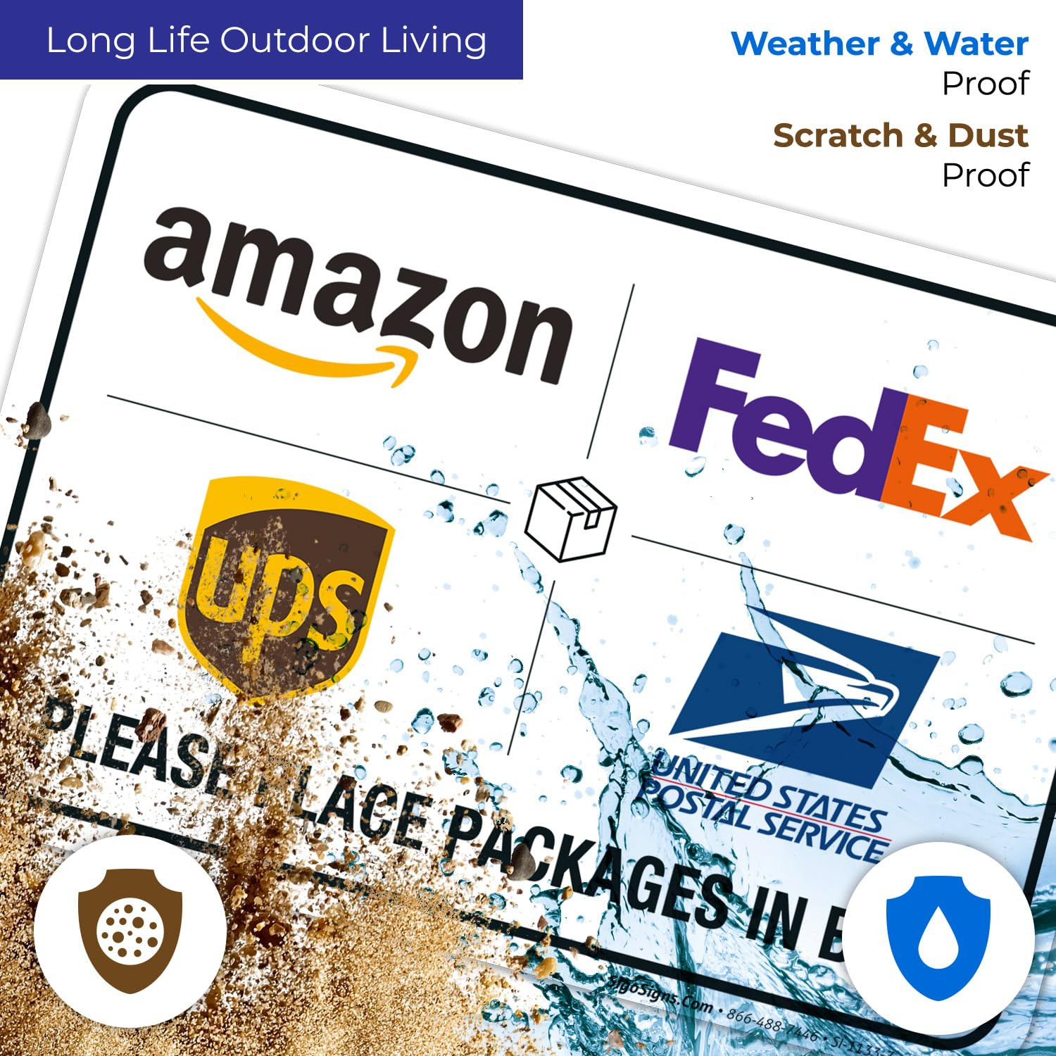 Package Delivery Sign, Delivery Instructions Fedex Amazon Ups USPS Sign, 10X7 In
