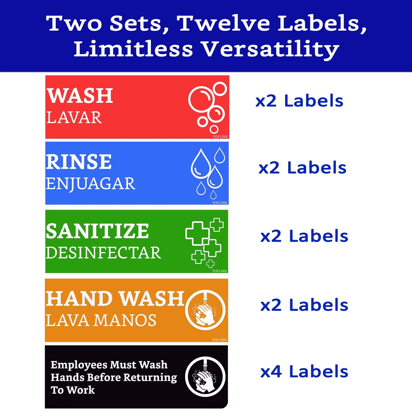 Wash Rinse Sanitize Stickers Great for Restaurants Commercial Kitchens 3 Sink