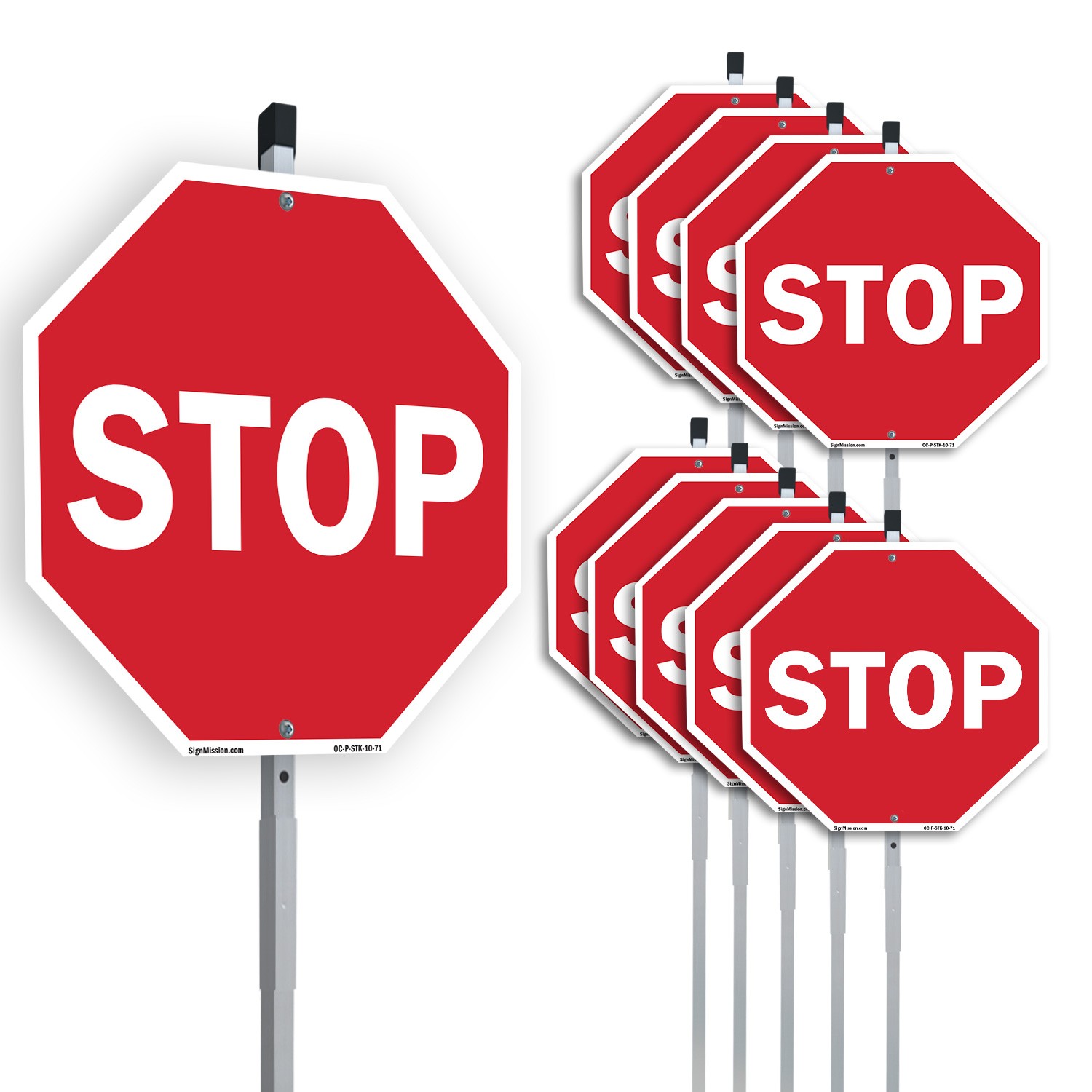 Stop Octagon Sign With Stake Weather Resistant UV Protected for Workplace