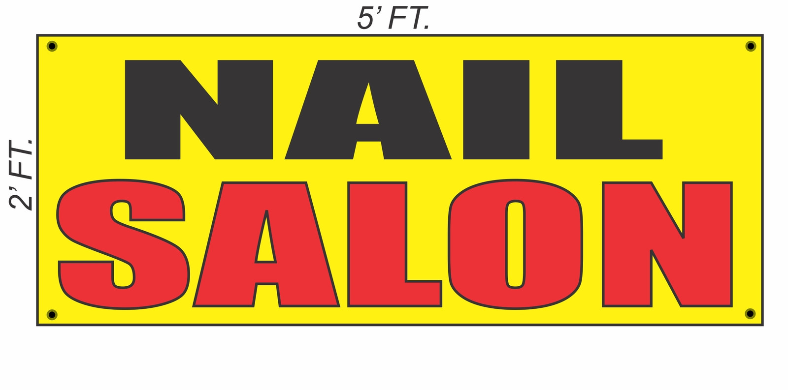 NAIL SALON Banner Sign Yellow with Red & Black