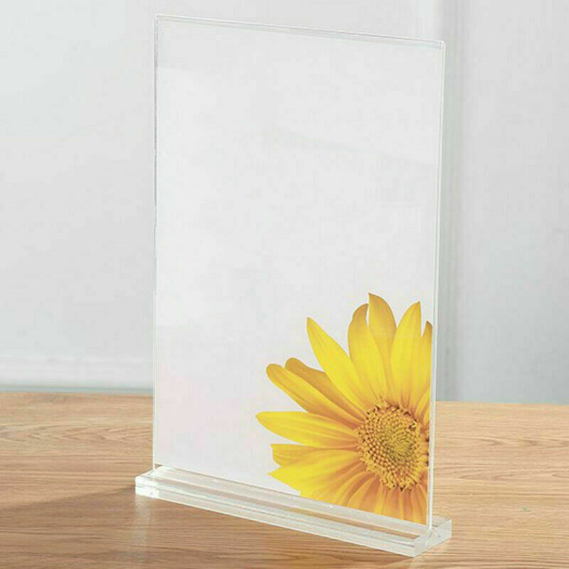 2X Acrylic T Display Stand Advertisement Menu Poster Leaflet Perspex Holder NR9