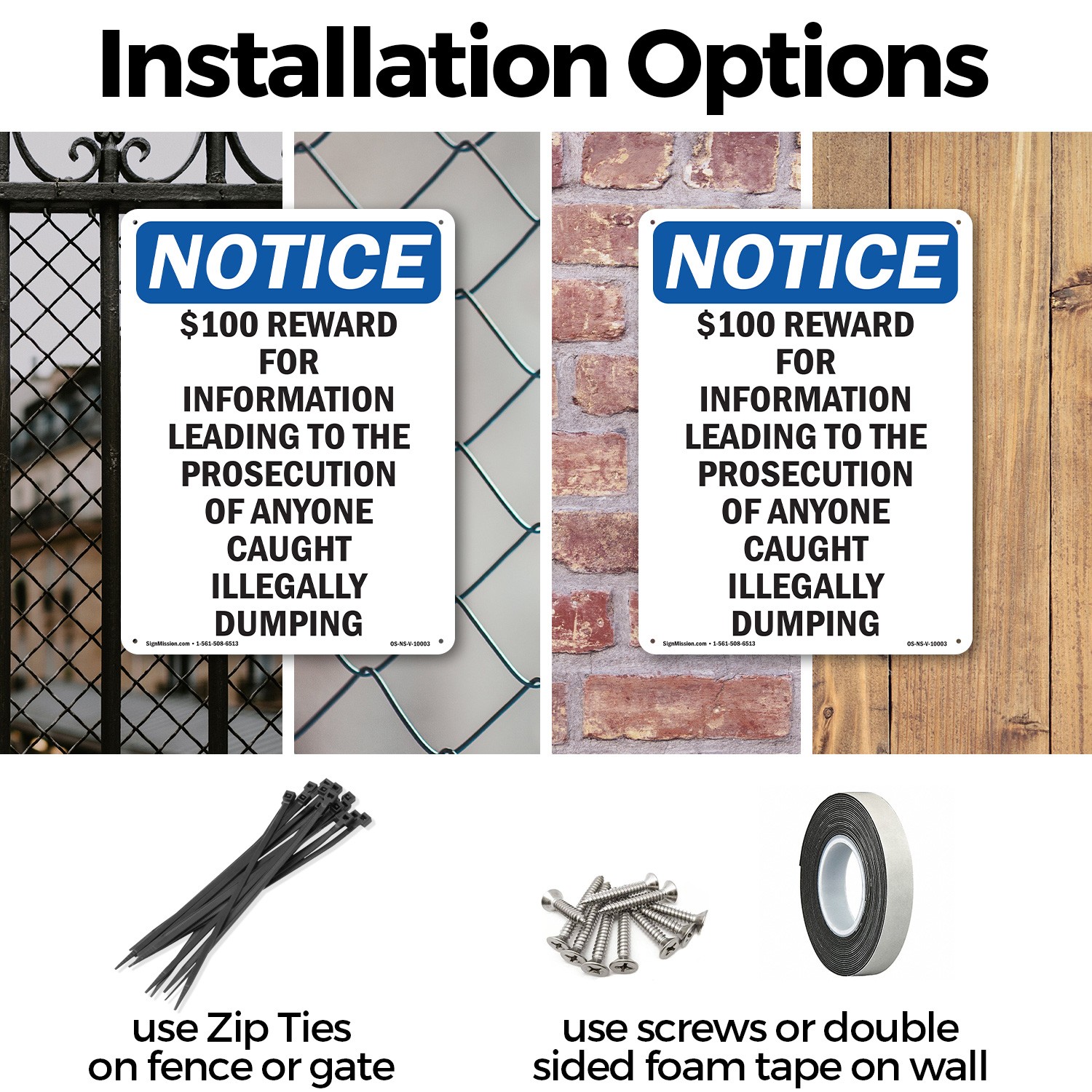 $100 Reward For Information Leading OSHA Notice Sign Or Decal – 5 or 10 Pack
