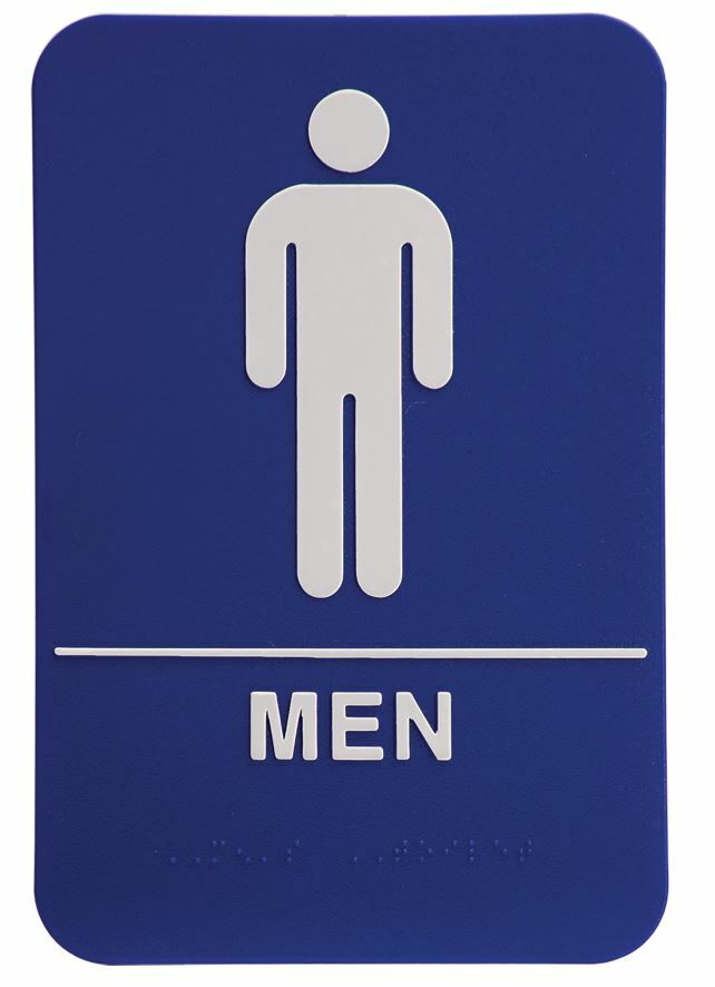 ADA Compliant, Restroom Signs, Blue, with Braille text 6&Prime;x9&Prime;