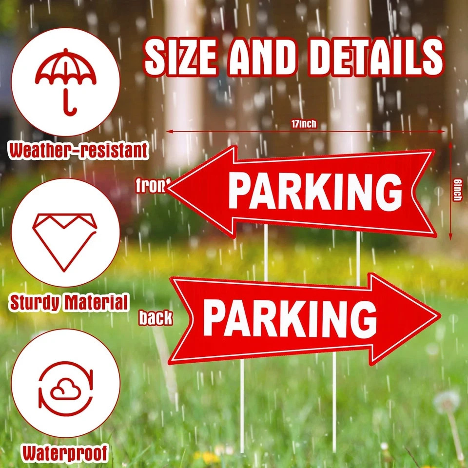 8 PCS 17×6 inch Event Parking Signs with Stakes Double Sided Directional Arrow