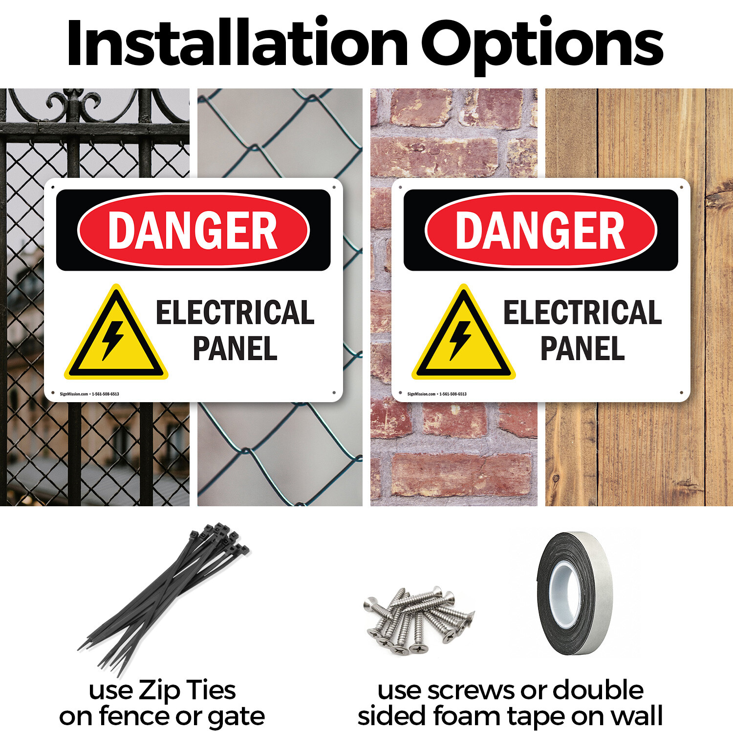 (2 Pack) Electrical Panel OSHA Danger Sign Decal Metal Plastic