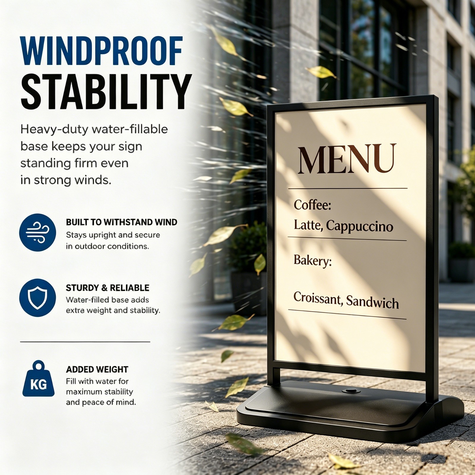 Floor Stand Sign Holder 23⅔ »x35½ » Indoor and Outdoor Sidewalk Refillable Water