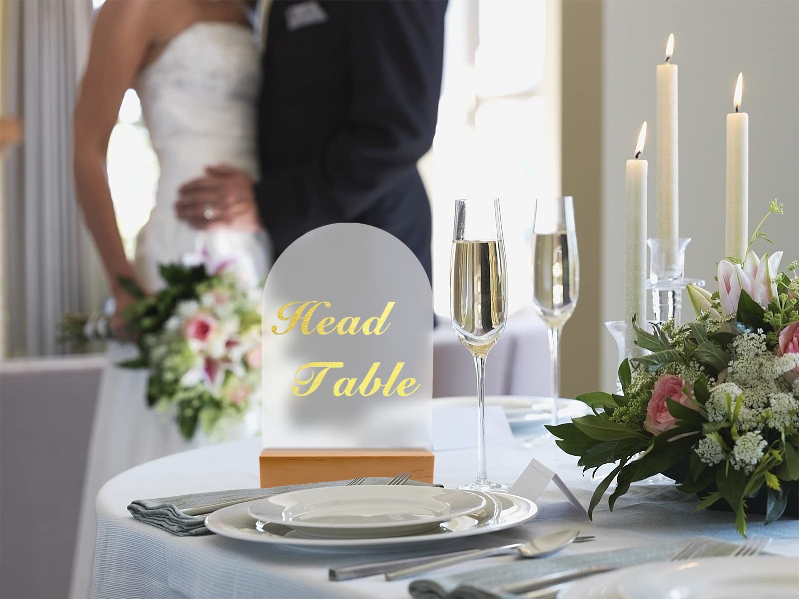 Frosted Blank Arch Acrylic Sign Wooden Stands 10 Pack DIY 4×6 Inch Table