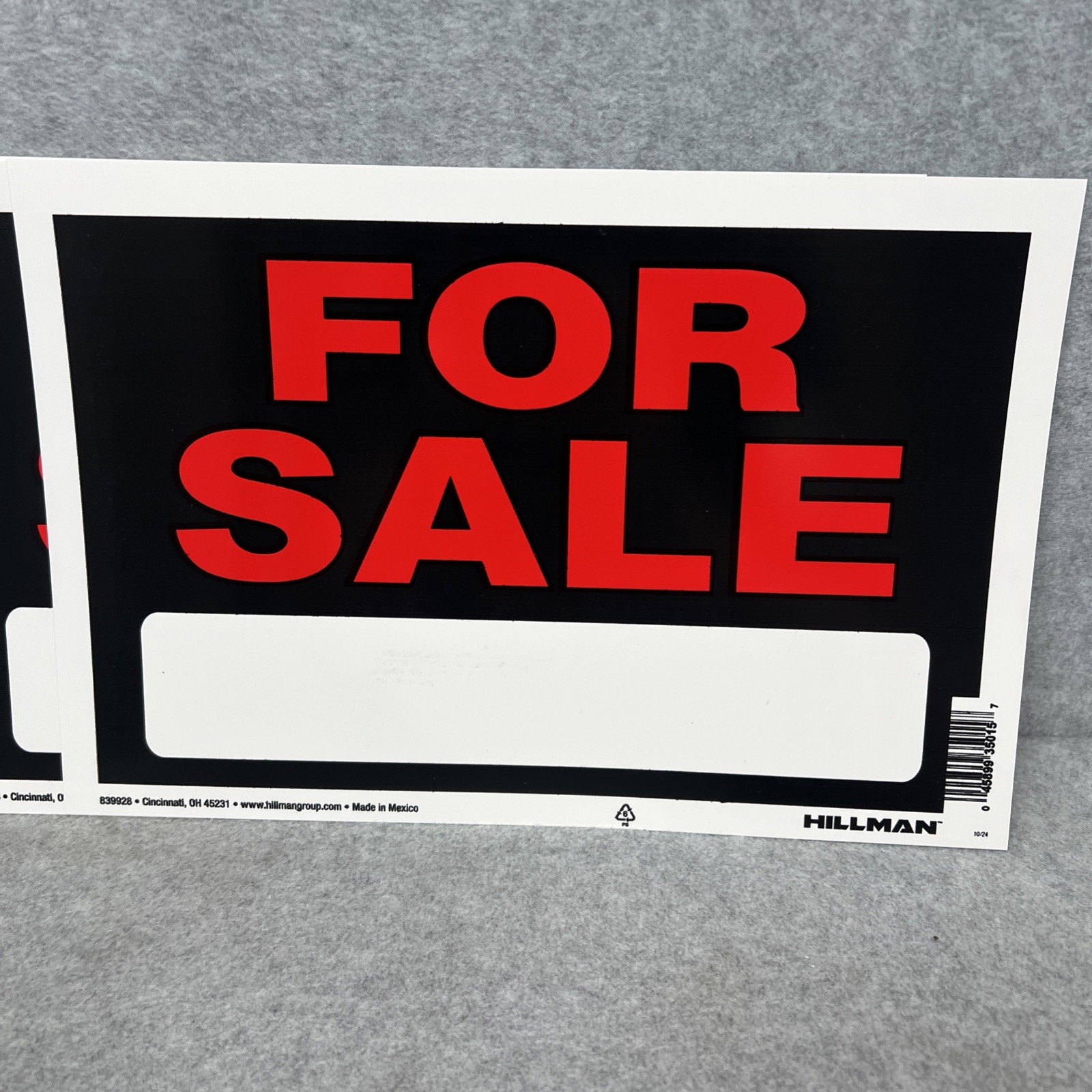 Lot of 5 FOR SALE Signs Hillman 839928 8&Prime;x12&Prime; Red Plastic