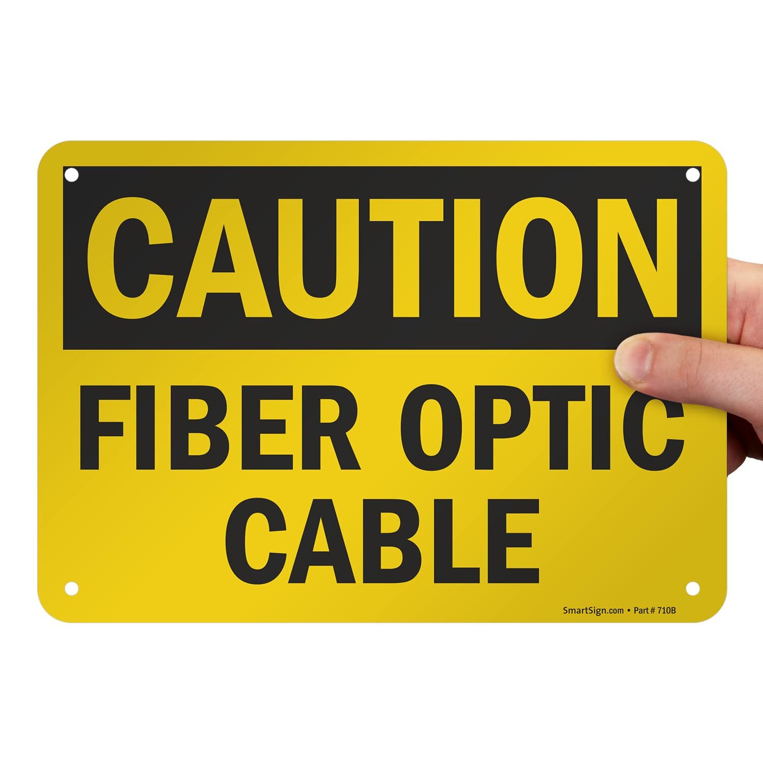 7 x 10 inch “Caution – Fiber Optic Cable” OSHA Sign with Pre-Cleared Holes Di…