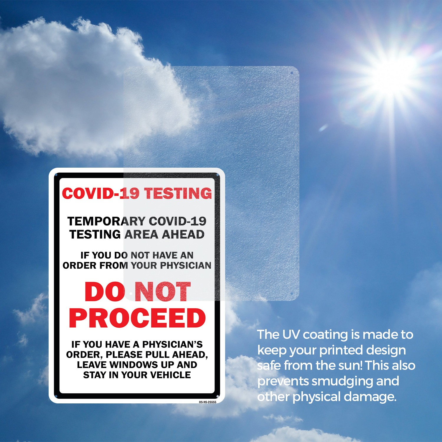 COVID-19 Testing Area Ahead Do Not Proceed Public Safety Sign, Decal 5/10 Pack