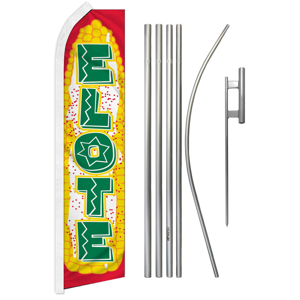 Elote Advertising Swooper Feather Flutter Flag Pole Kit Concessions Food Corn