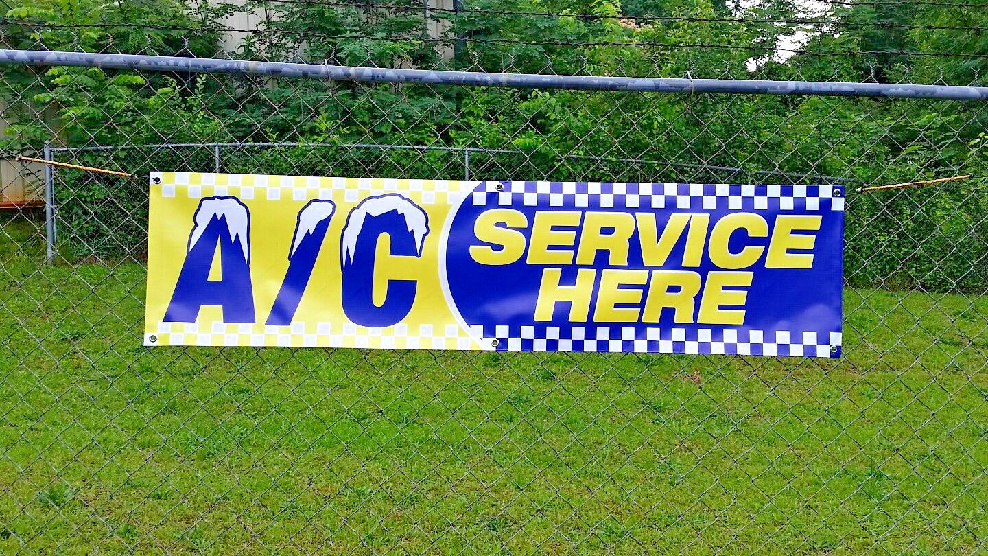 72&Prime;x18&Prime; AC SERVICE HERE Banner Sign Air Conditioning Automotive Repair Car Shop