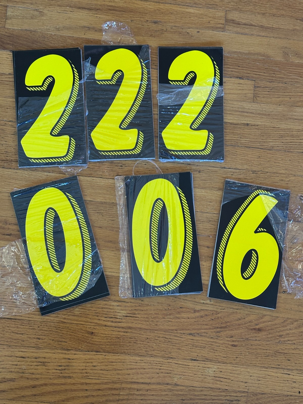 Bulk Dealership Number Decal Set – 7.5” Yellow on Black – 6 open packages