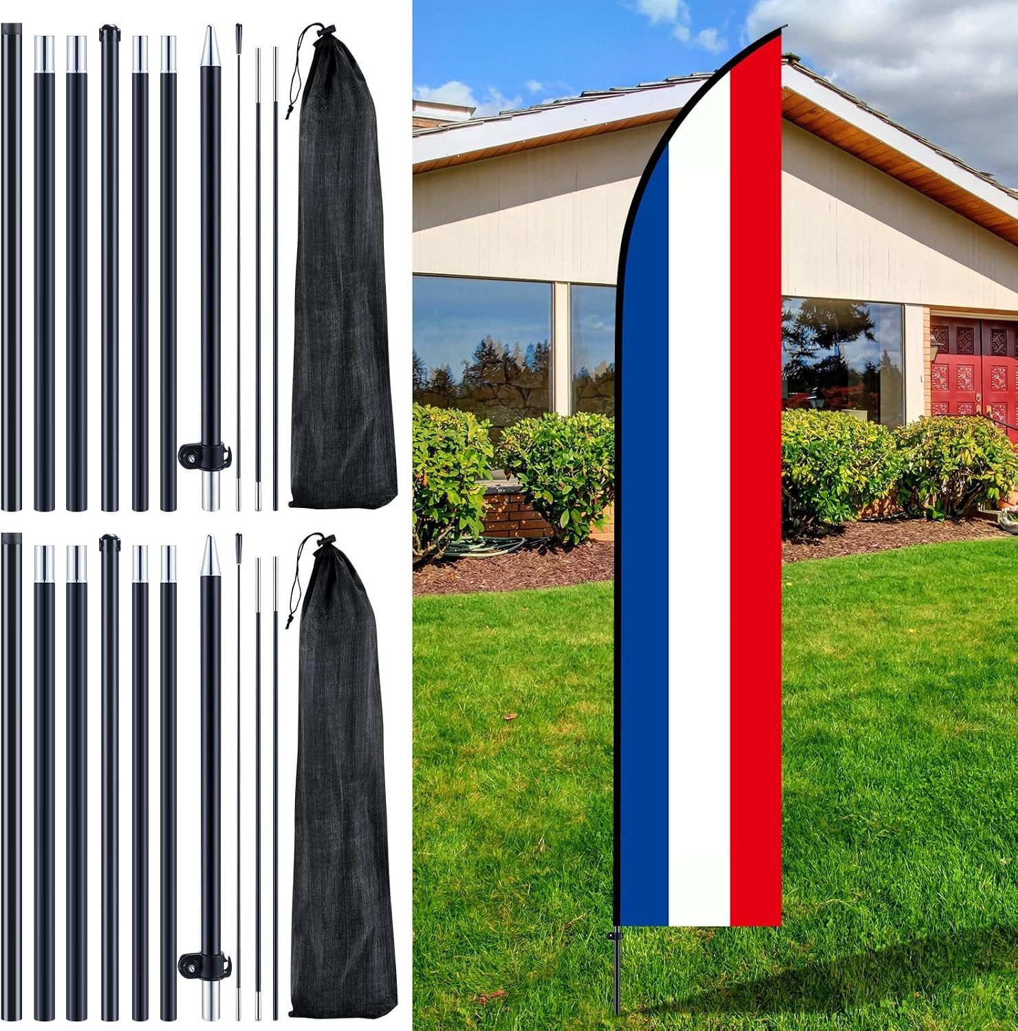 12ft Swooper Flag Pole Kit (2 Sets) – Portable, Durable, Tear Resistant Outdo…