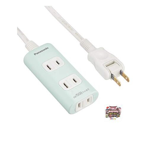 NEW Panasonic The Tap Q 3-outlet power strip with snap caps and 2m cord Green