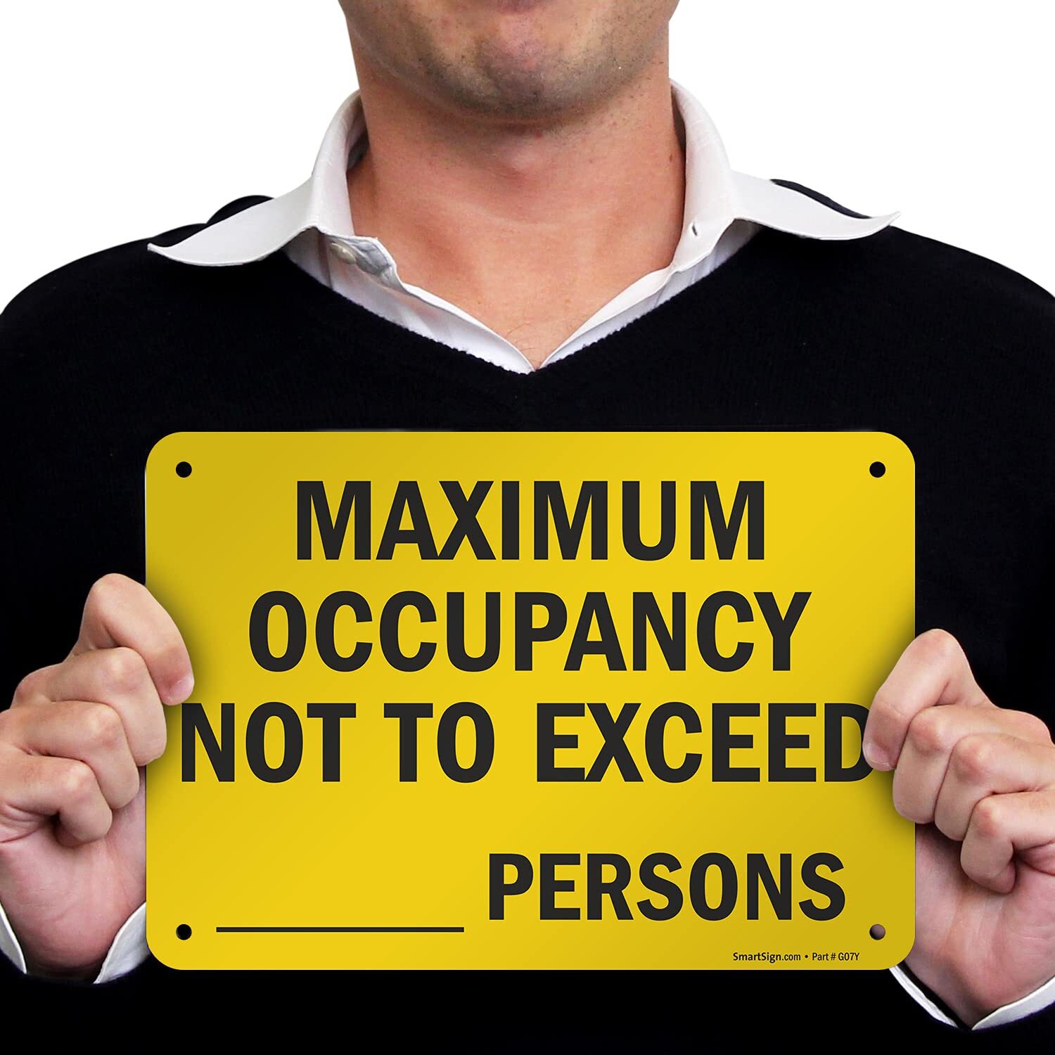 Maximum Occupancy Not to Exceed Sign 7&Prime;x10&Prime; HDPE Plastic Black Yellow