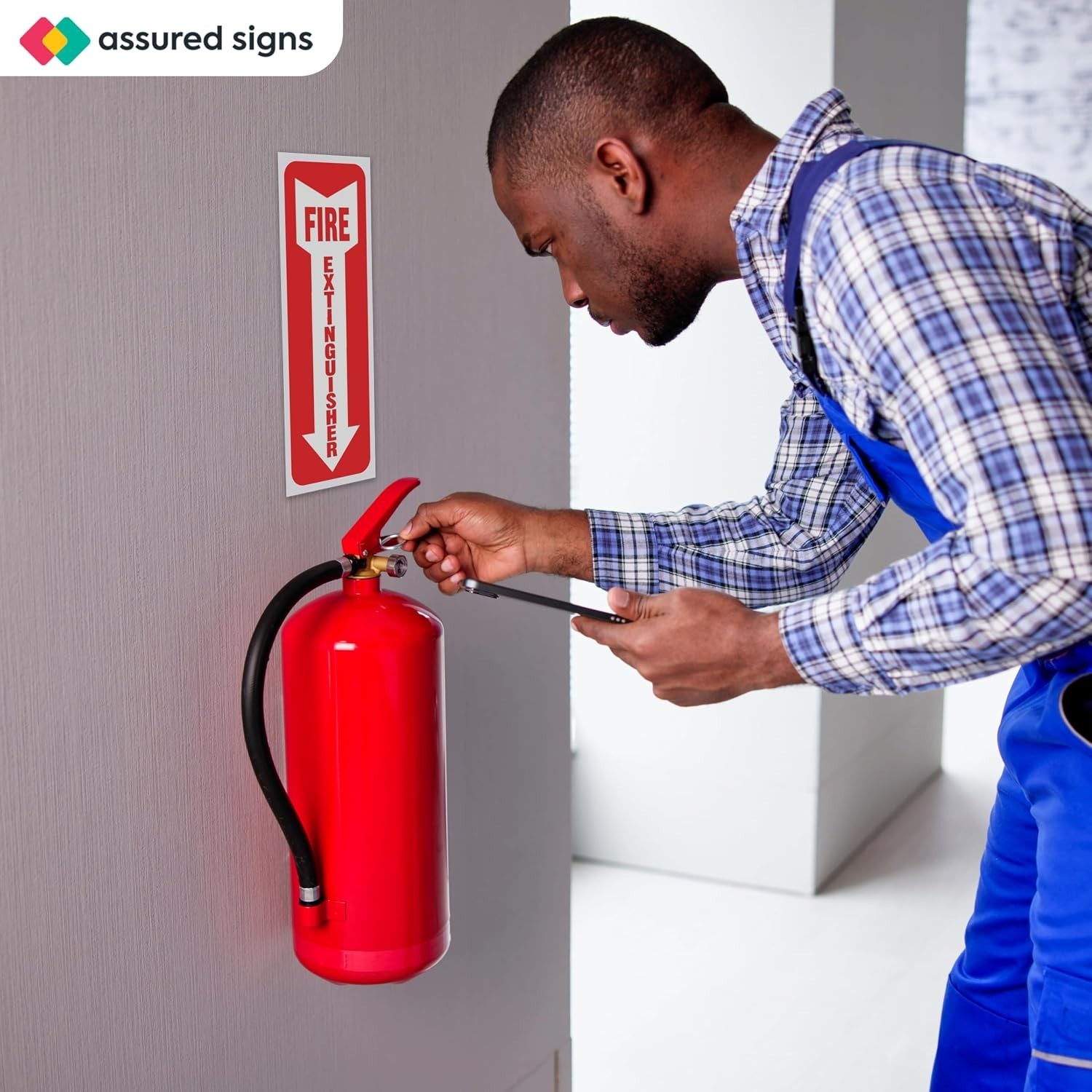 Safety First: 12 Pack Fire Extinguisher Stickers, High Visibility & UV Protected