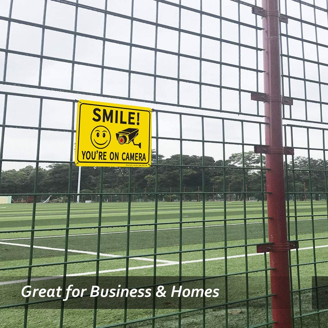 Sheenwang 2-Pack Smile You’Re on Camera Sign, Video Surveillance Signs Outdoor,