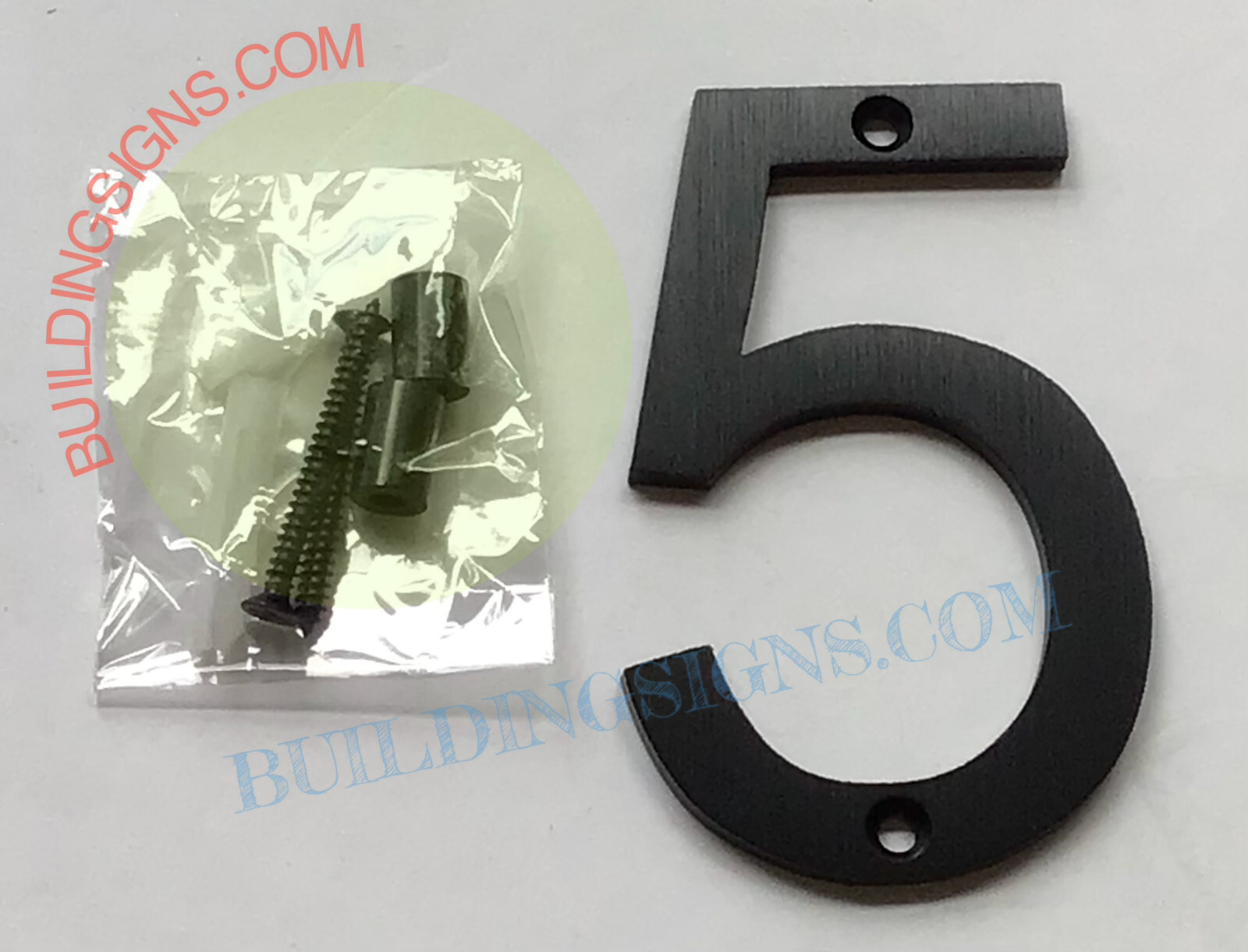 House number 5 sign (Black Aluminum, 8 inch)-Floating Mount House -REF24-1027