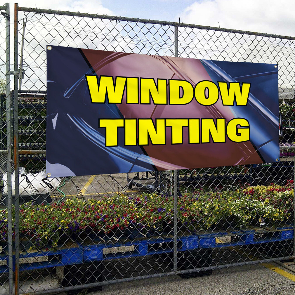 Vinyl Banner Sign Window Tinting #1 Style J Outdoor Marketing Advertising blue