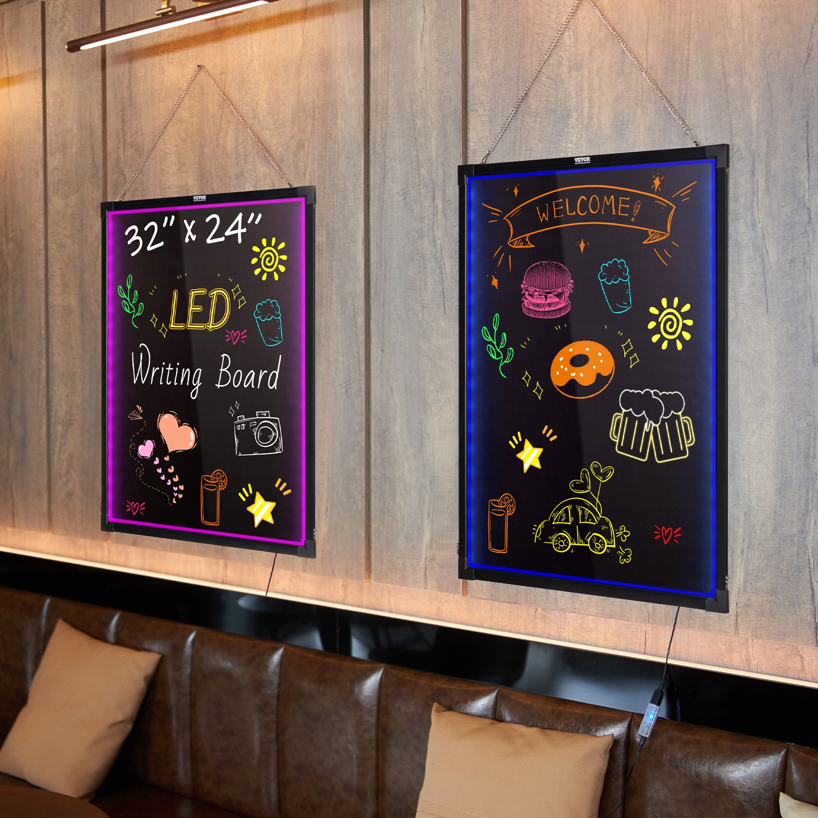 VEVOR LED Message Writing Board 32&Prime;x24&Prime; Illuminated Erasable Lighted Chalkboard