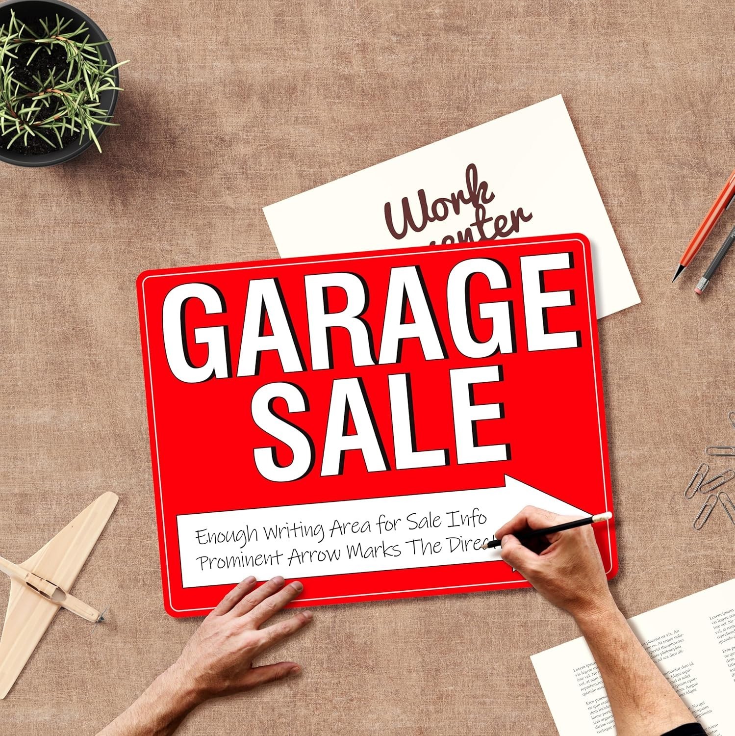 Garage Sale Sign, 3PCS Double Sided Yard Sale Signs with 6 Metal Stakes & 960…