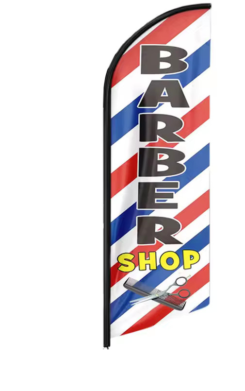 Barber Shop Swooper Flag 60 x 250cm(2x8ft) Feather Super Bow Banner