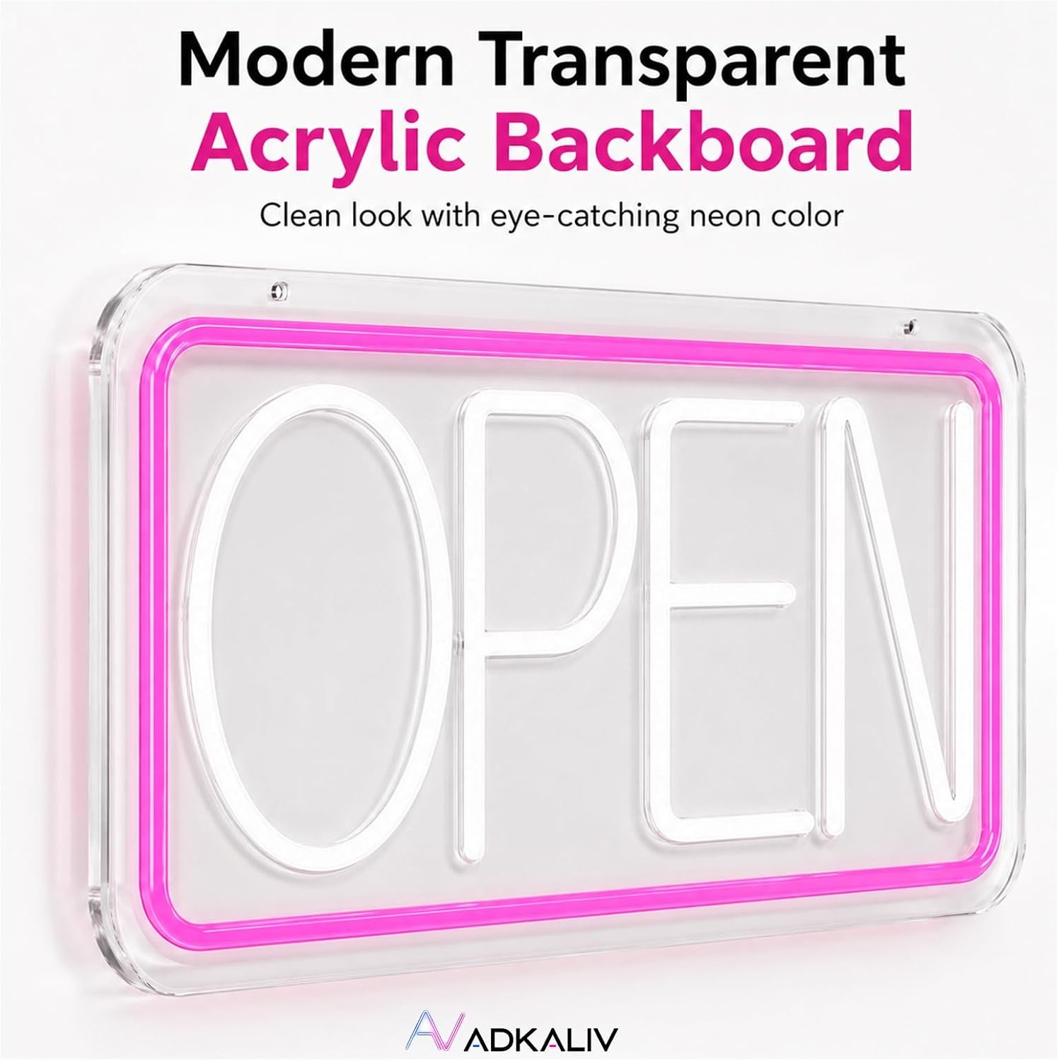 LED Open Sign Neon Light 17&Prime; X 9.3&Prime; for Business Window Rose Red + White