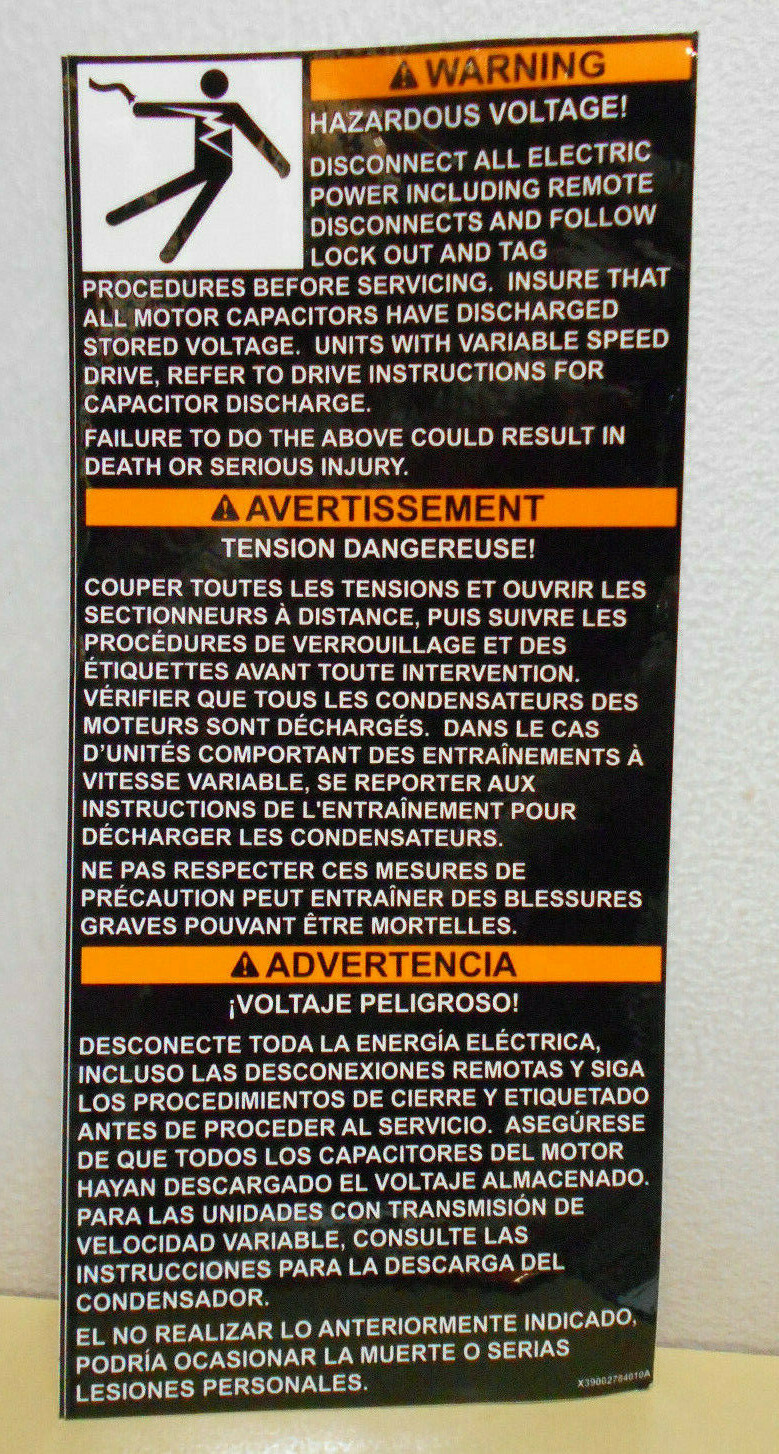 Lot of 2 New 10&Prime; X 4 1/2&Prime; Danger Sign – Hazardous Voltage Peel & Stick Label