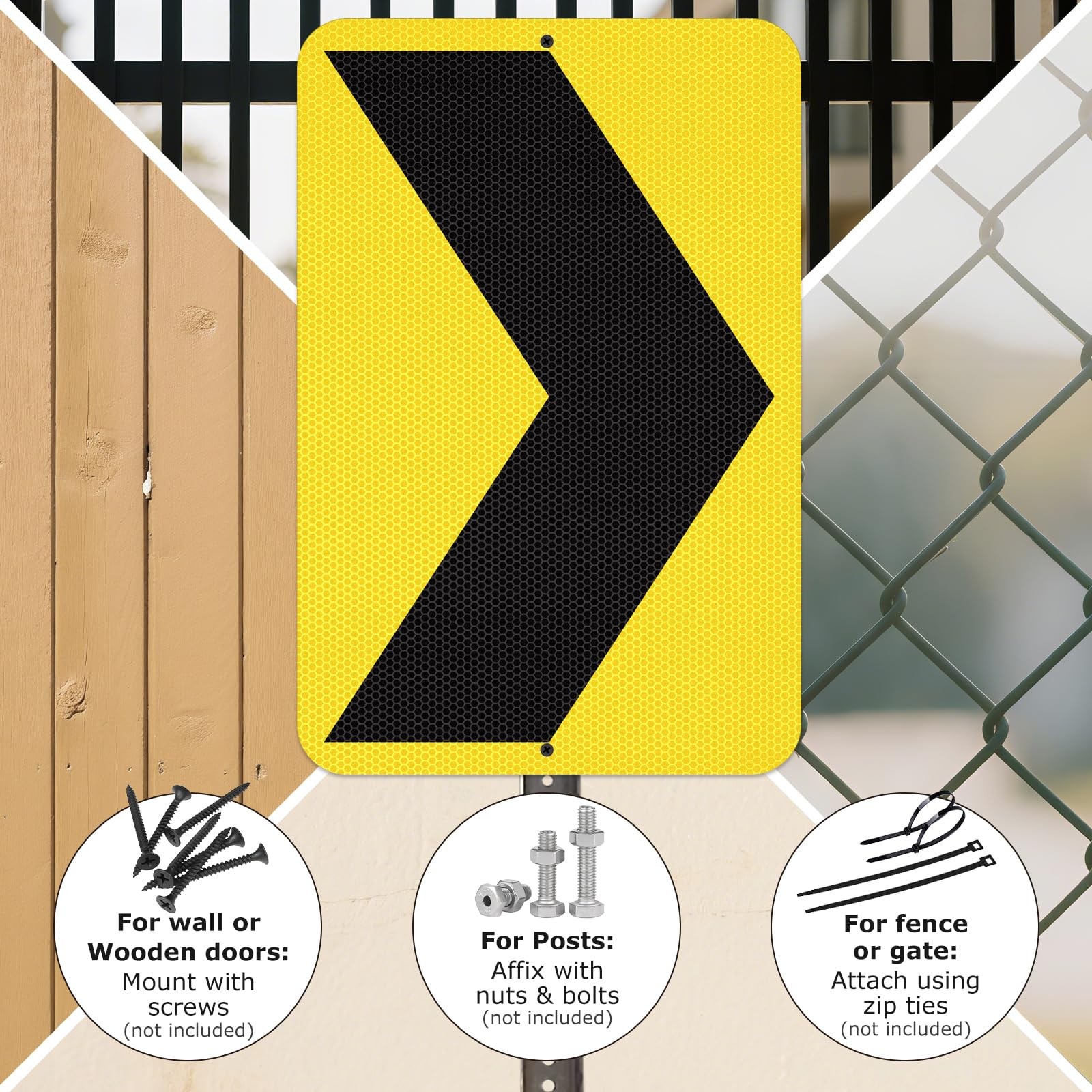 2 Pack Chevron Arrow Sign 18 × 12 Inch Engineer Grade Reflective Aluminum Wat…