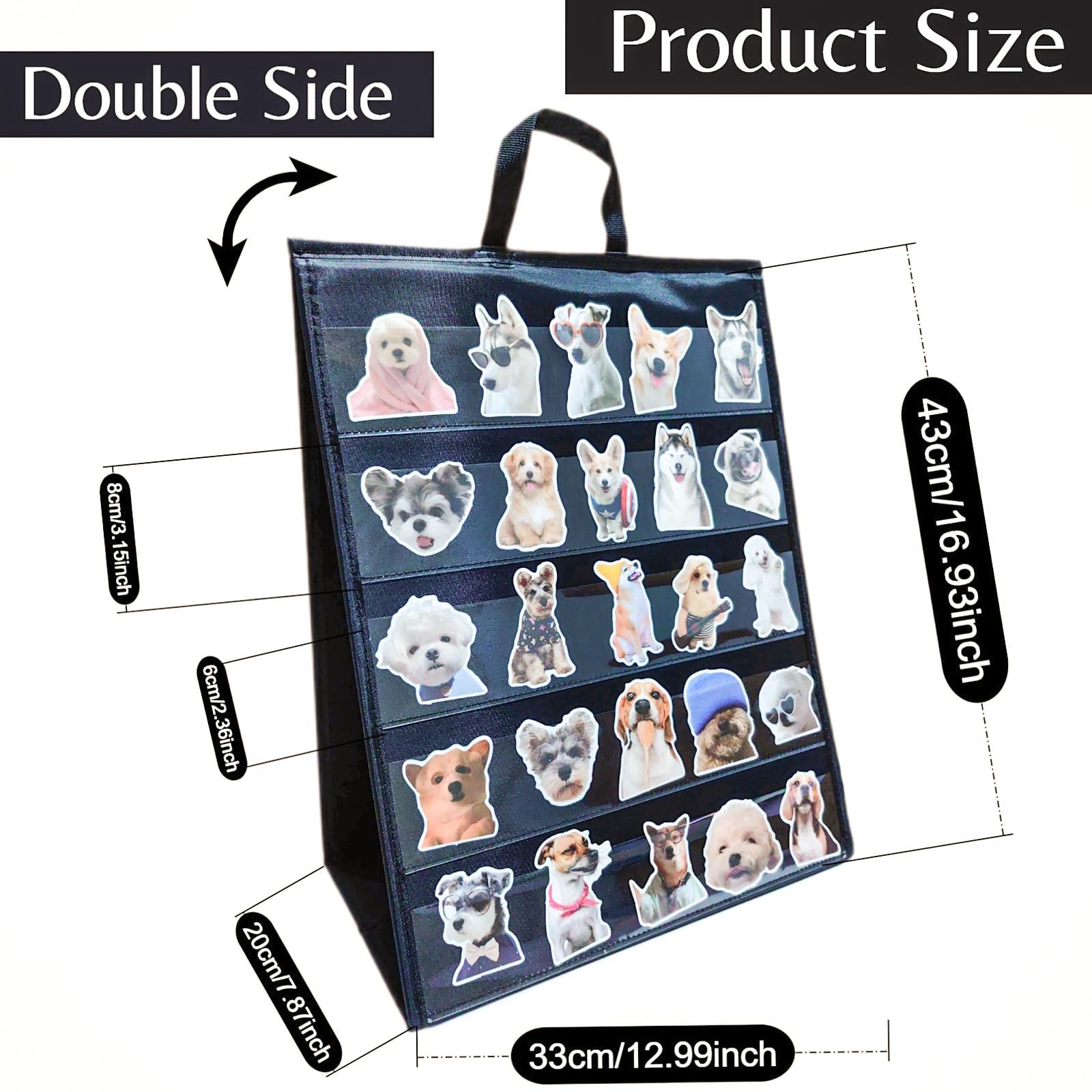 Double Side Sticker Display Stand with Portable Handle, 4&Prime; Large Card black