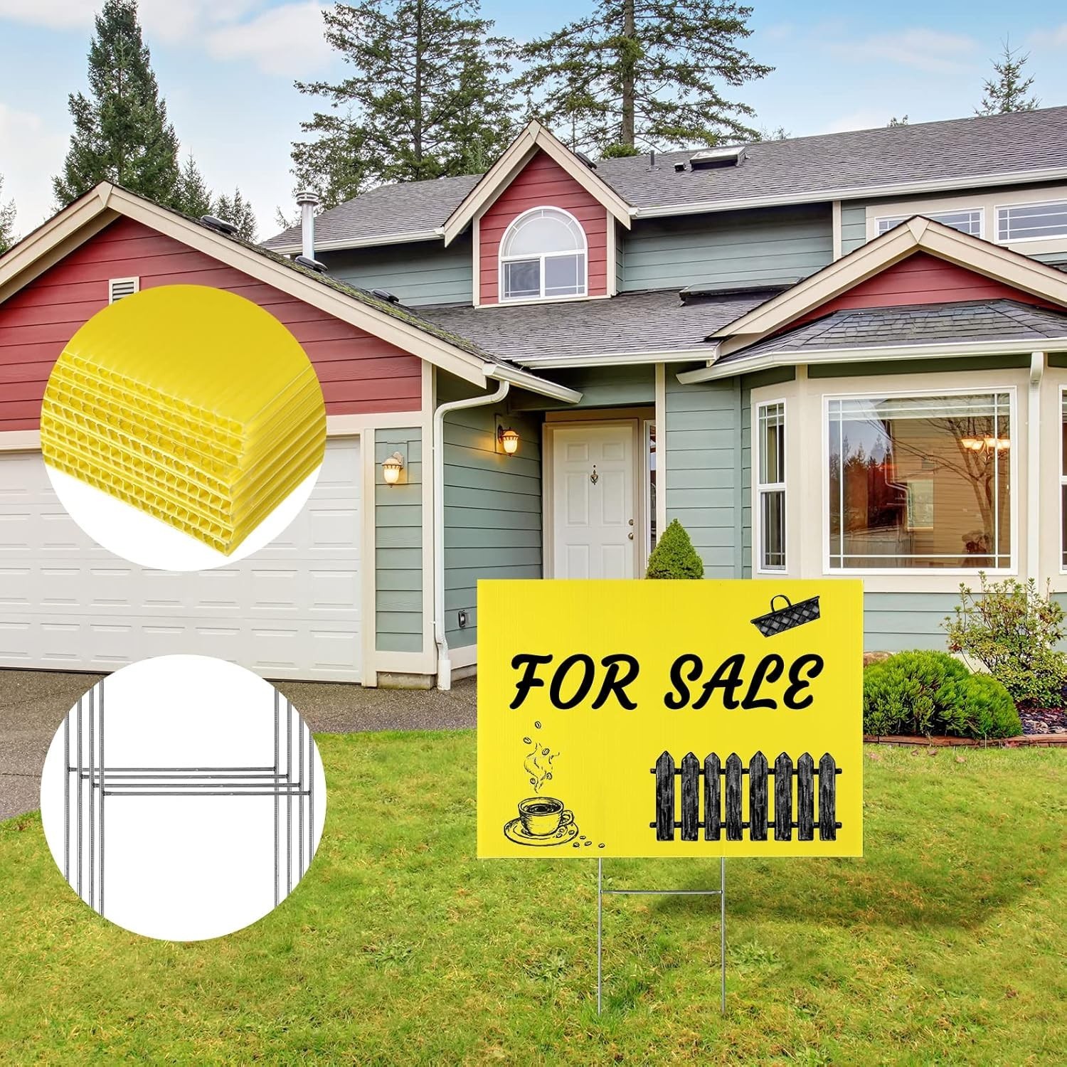 24 Blank Yard Signs with H Stakes – 12×18&Prime; Waterproof Custom Plastic – Yellow