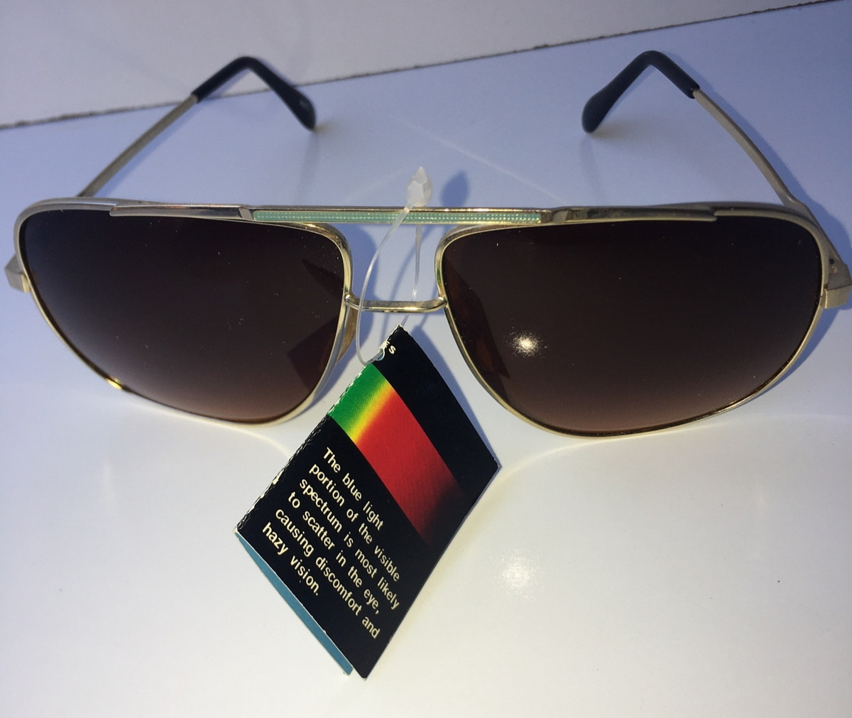 Vintage GOLD Aviator 80&rsquo;s Sunglasses Made In Taiwan 80s Glasses NEW