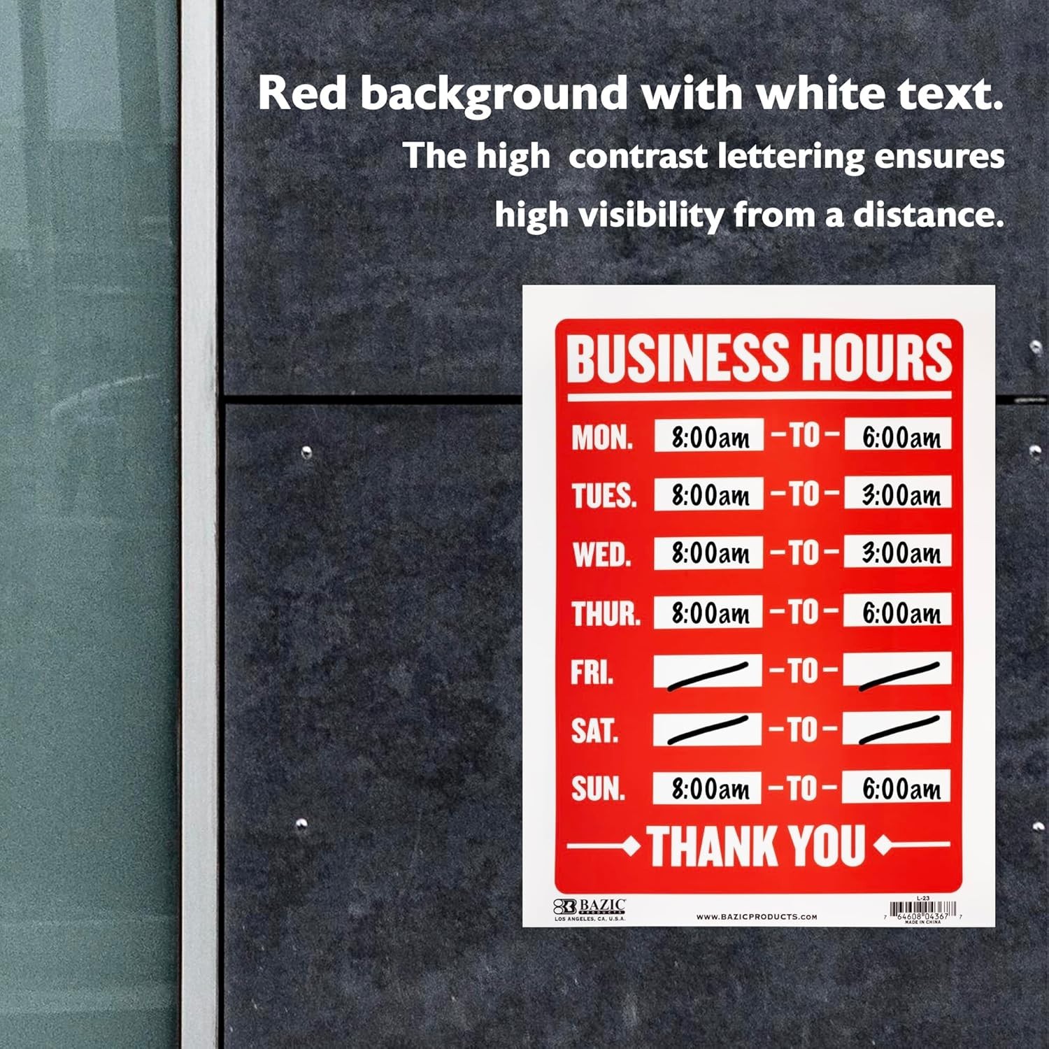 Elegant Weather-Resistant Business Hours Sign 12 x 16 in for Any Establishment