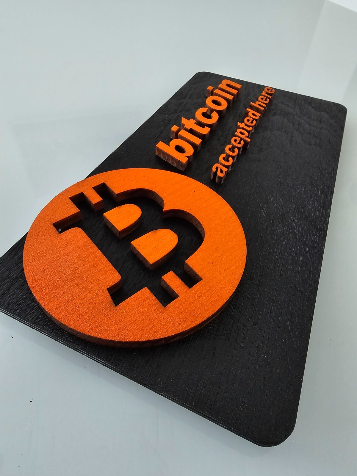 BTC Accepted Here Sign – 3D Premium Wooden Crypto Business Display