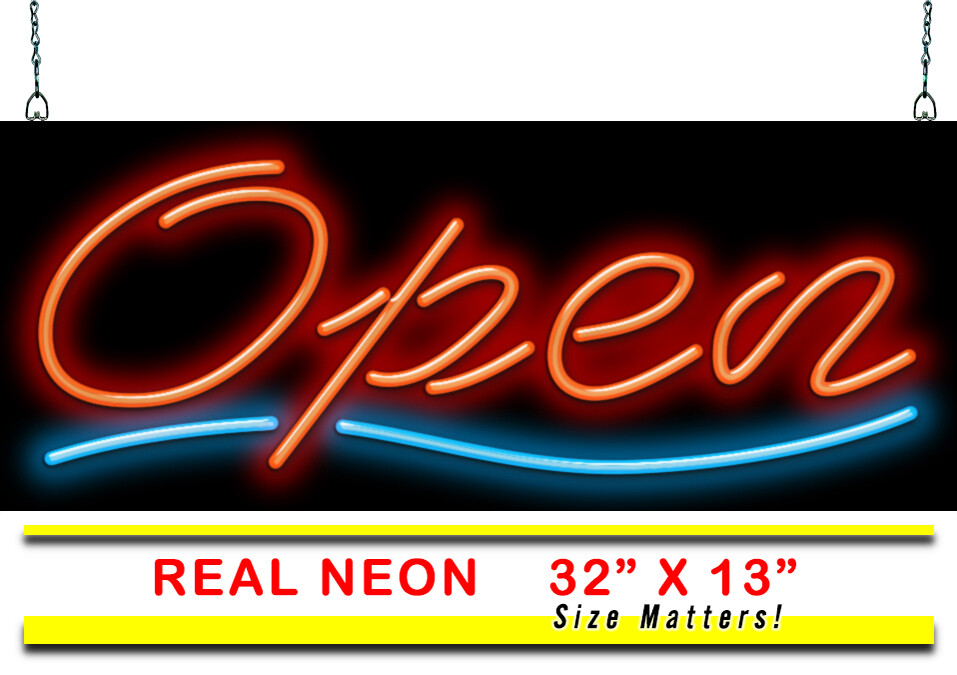 Open Neon Sign Jantec 32&Prime; x 13&Prime; Bar Spa Cafe Diner Restaurant Salon Nails
