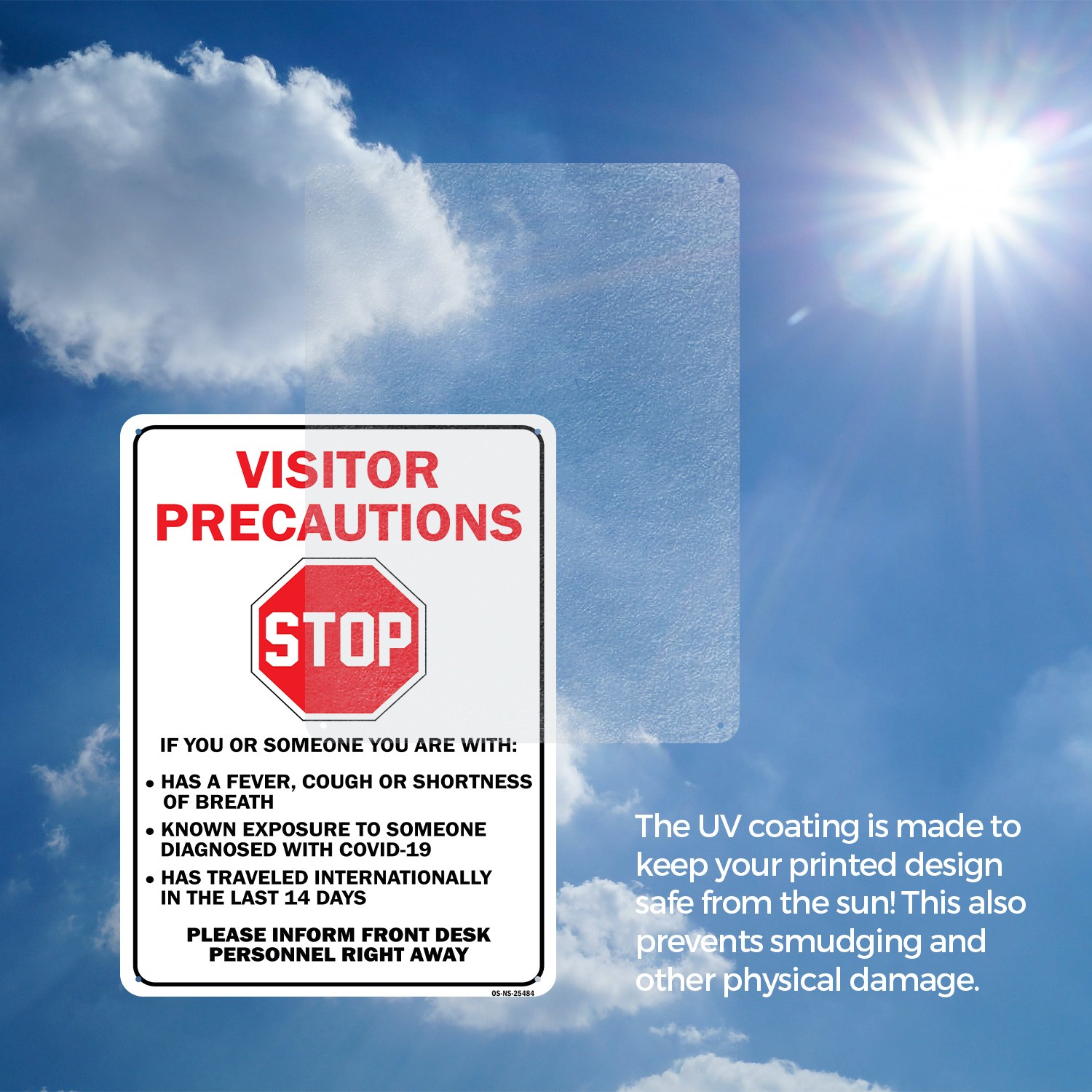 Stop Visitor Precautions Public Safety Sign Metal, Plastic, Decal 5 or 10 Pack