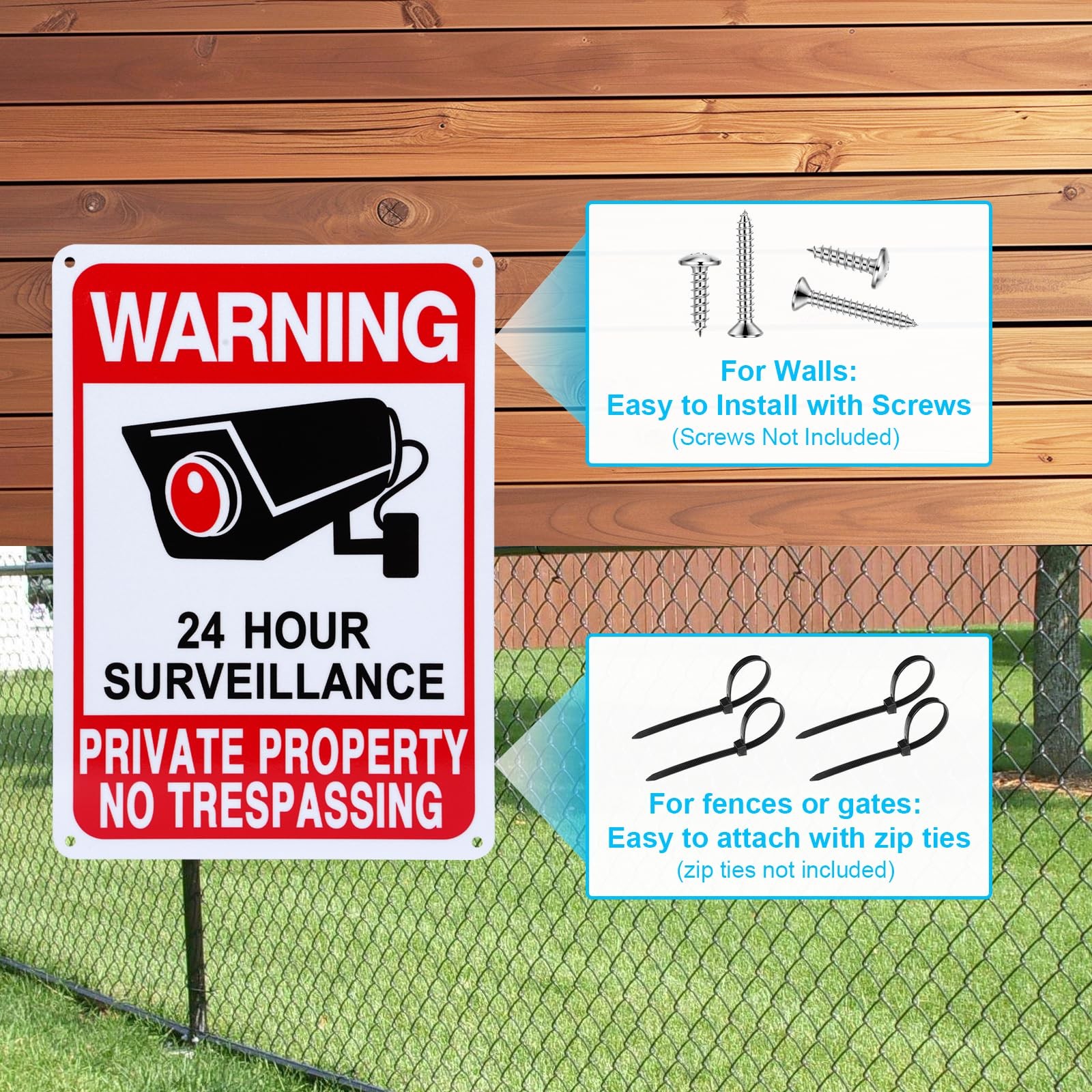 2 Pack No Trespassing Signs Private Property Surveillance Aluminum UV Outdoor