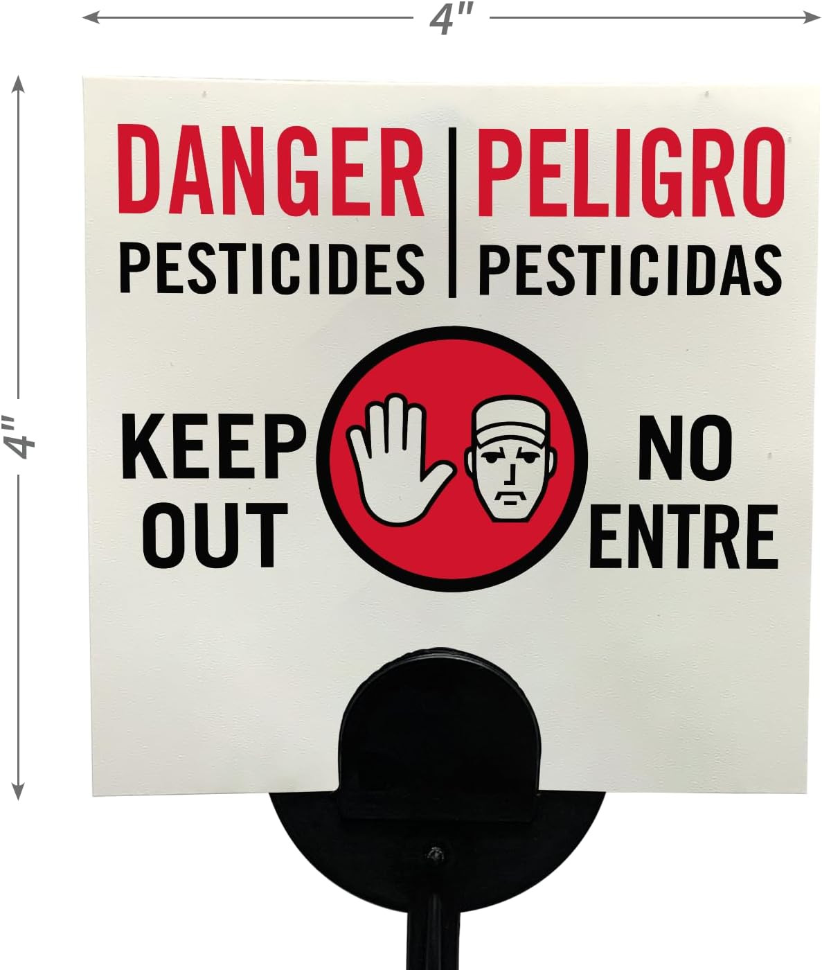 (20-Pack) Bilingual Danger Pesticides Keep Out Yard Sign with Stake, 16 Mil HDPE