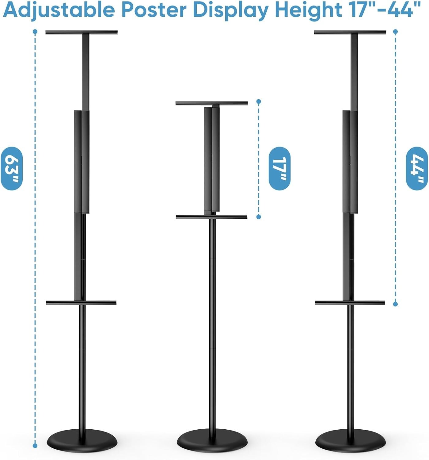 Black Metal Adjustable Business Poster Stand , 63&prime; ~ Poster Size 17&Prime;-44&Prime; New