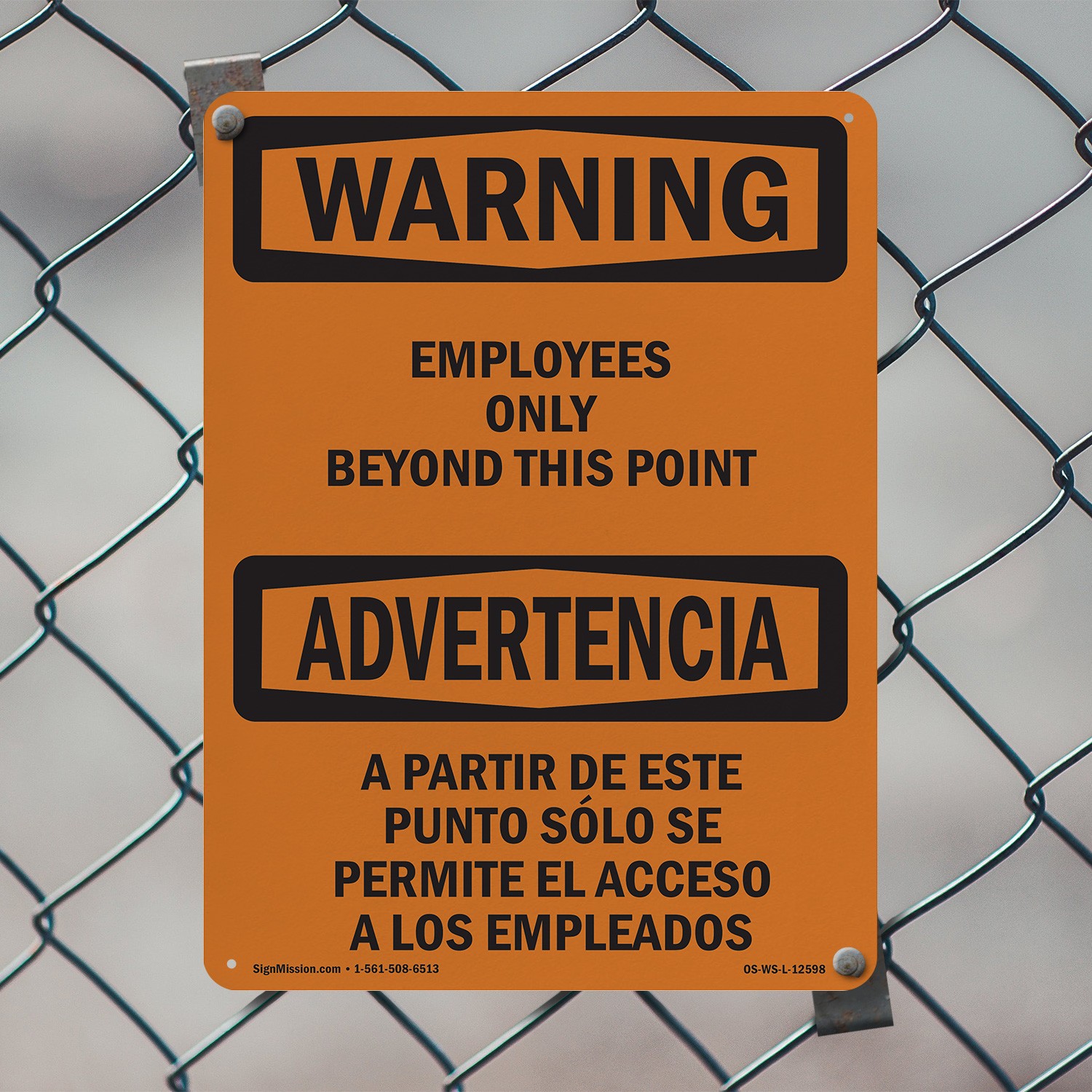 Employees Only Beyond This Point Bilingual OSHA WARNING Sign, Decal 5 or 10 Pack