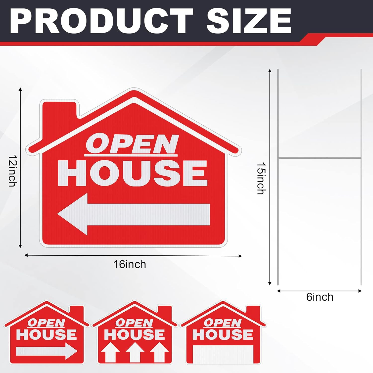 4 Pcs Open House Signs for Real Estate 12X16 Inch Double Sided Directional Signs