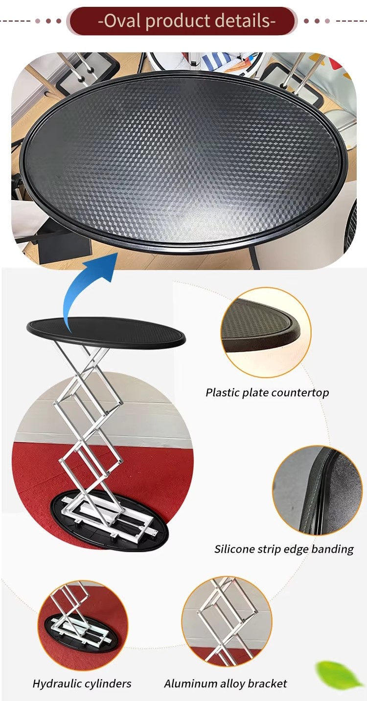 Custom Printed Portable Oval Up Stand with LED Light Folding Promotional Table