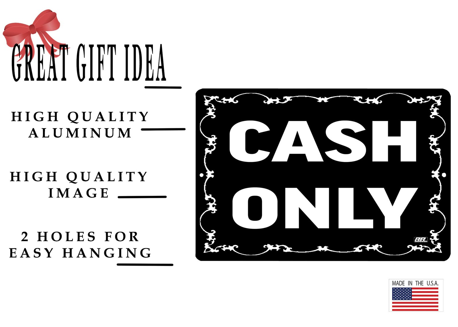 Rogue River Tactical Cash Only Metal Tin Sign Business Retail Store Home Larg…