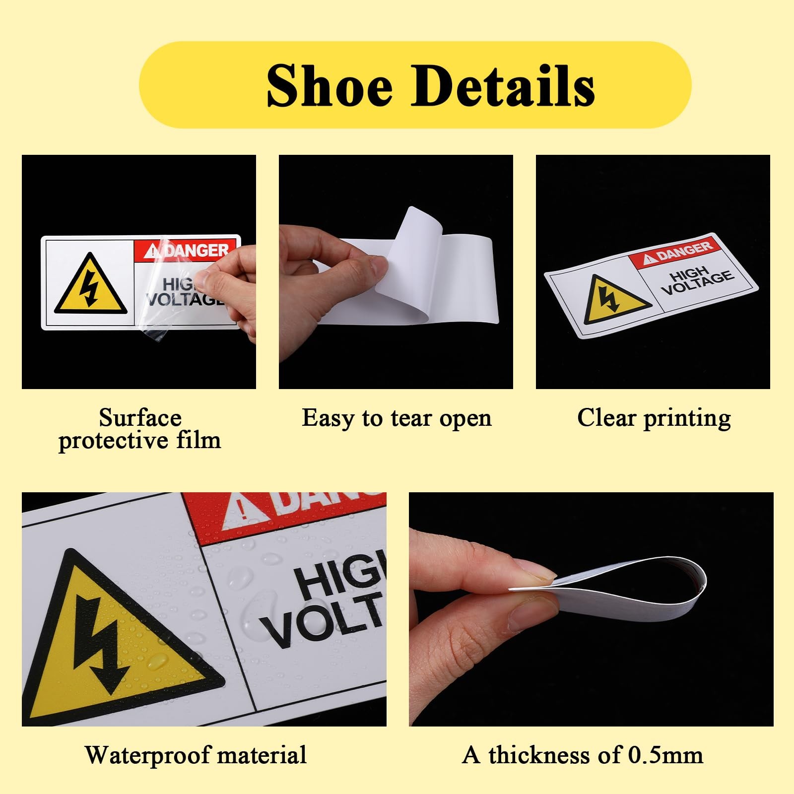6 Sheets High Voltage Electric Panel Labels Industrial Warning Safety Stickers